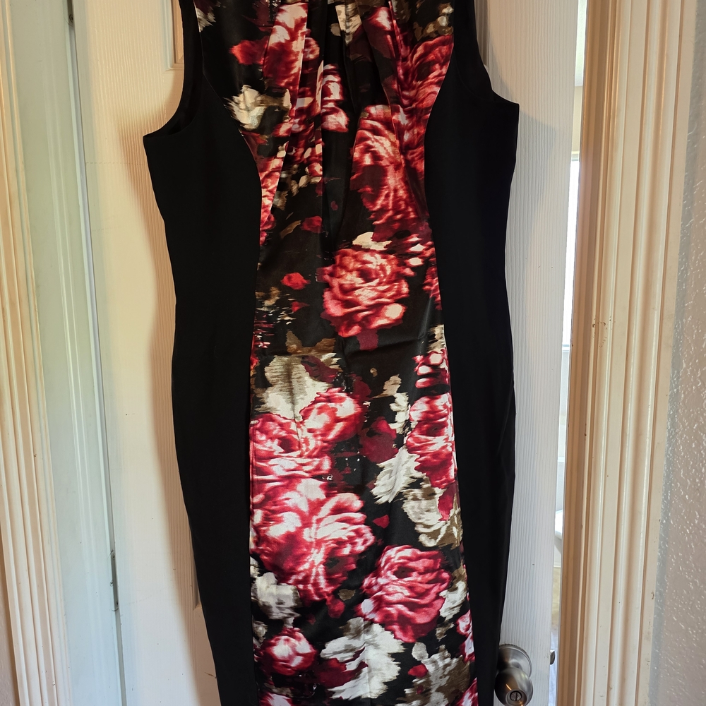 London Style Red and Pink Sheath Midi Dress